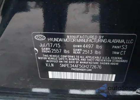 2016 Hyundai Sonata Limited из США, поврежденный, VIN 5NPE34AF5GH272676